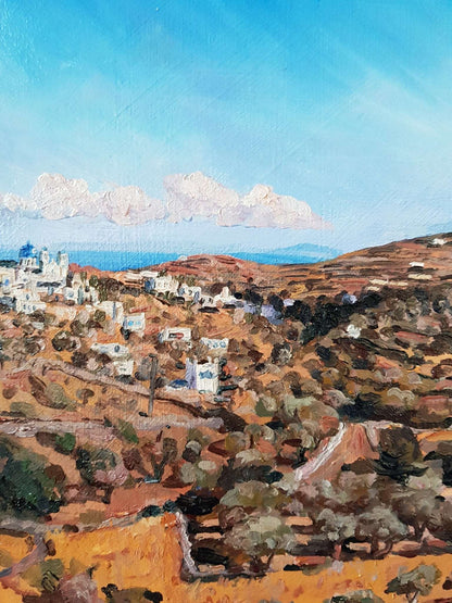 Golden Hills and Gathering Skies on Sifnos | Original Painting Original Paintings Harriet Lawless Artist england greece