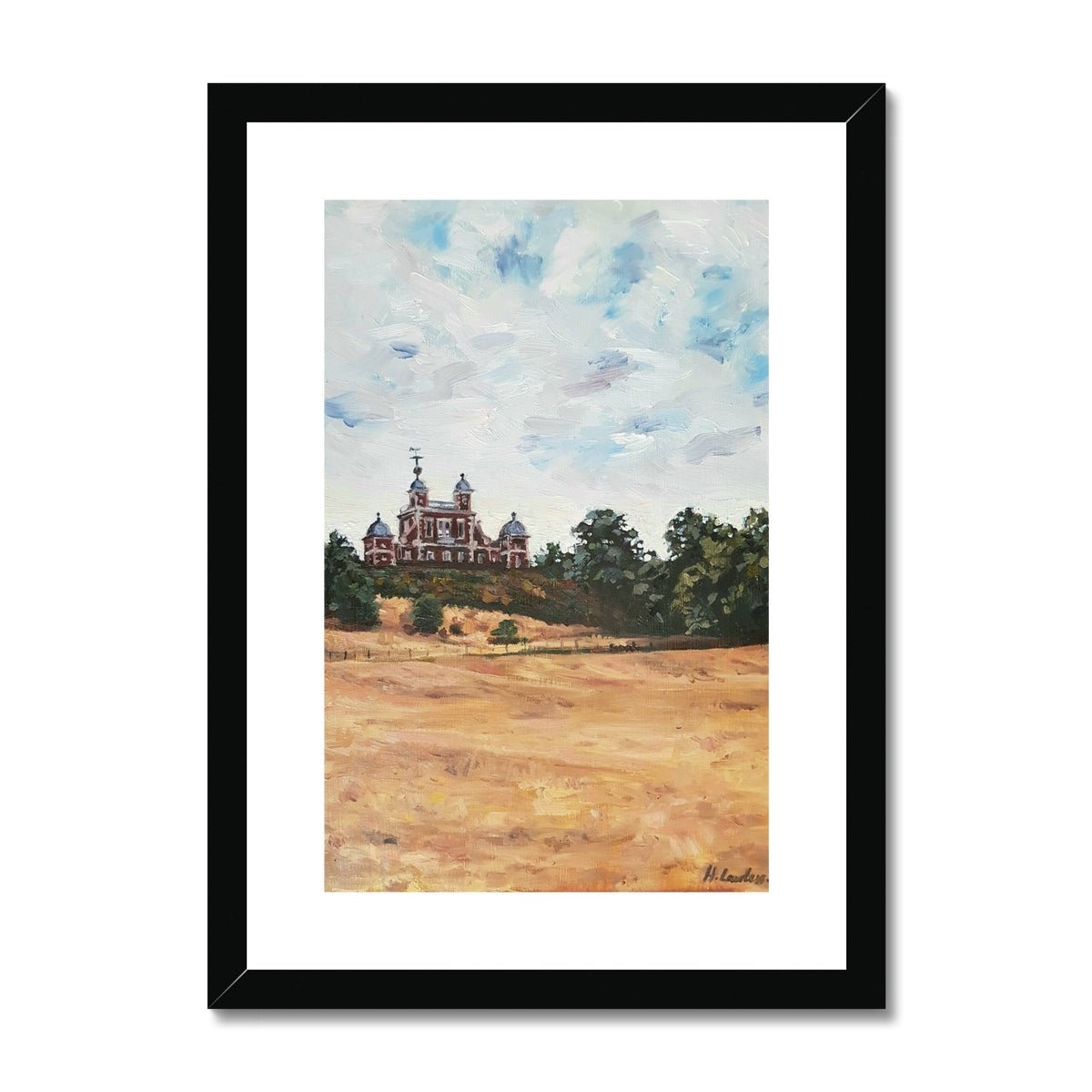 Greenwich Observatory, London Summer | Print Prints Harriet Lawless Artist england A3 / 12"x16.5" Black Frame