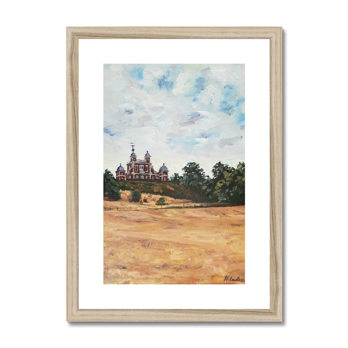 Greenwich Observatory, London Summer | Print Prints Harriet Lawless Artist england A3 / 12"x16.5" Natural Frame