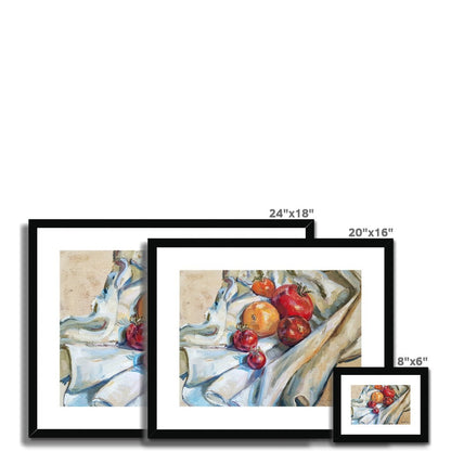 Heritage Tomatoes On White Cloth, 2 | Print Prints Harriet Lawless Artist fruit still life 20"x16" / 51x41cm Natural Frame