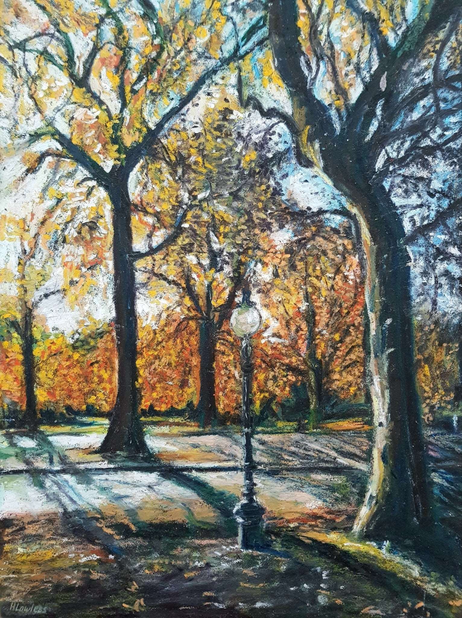 Hyde Park Lamp Post Original Paintings Harriet Lawless Artist england