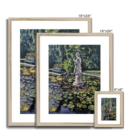 Late Afternoon Light On The Sculpture In The Pond | Print Prints Harriet Lawless Artist argentina flowers 16"x20" / 41x51cm Natural Frame