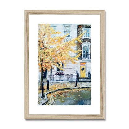 Late Autumn in Pimlico, With A Yellow Door | Print Prints Harriet Lawless Artist england A3 / 12"x16.5" Natural Frame