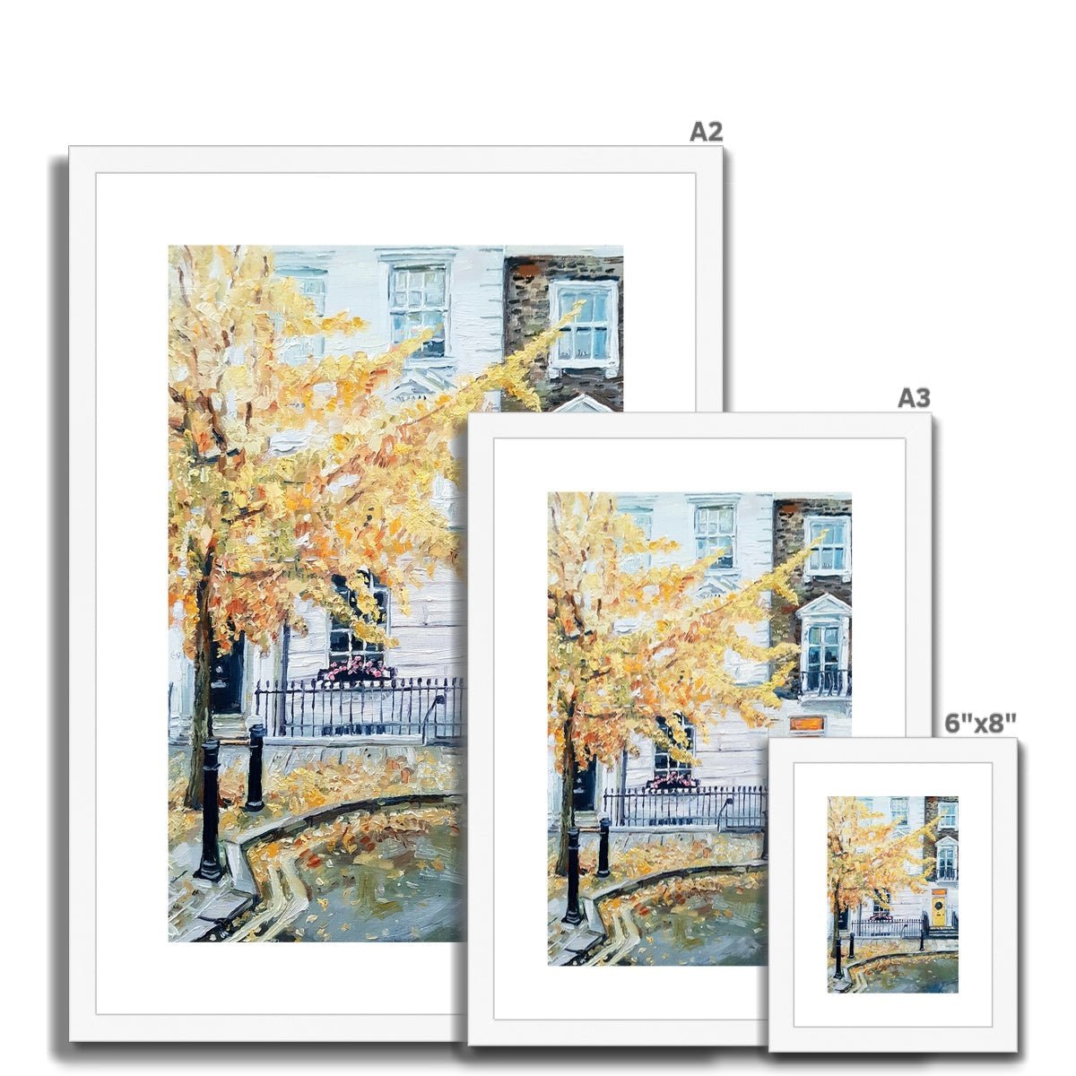 Late Autumn in Pimlico, With A Yellow Door | Print Prints Harriet Lawless Artist england A3 / 12"x16.5" Natural Frame