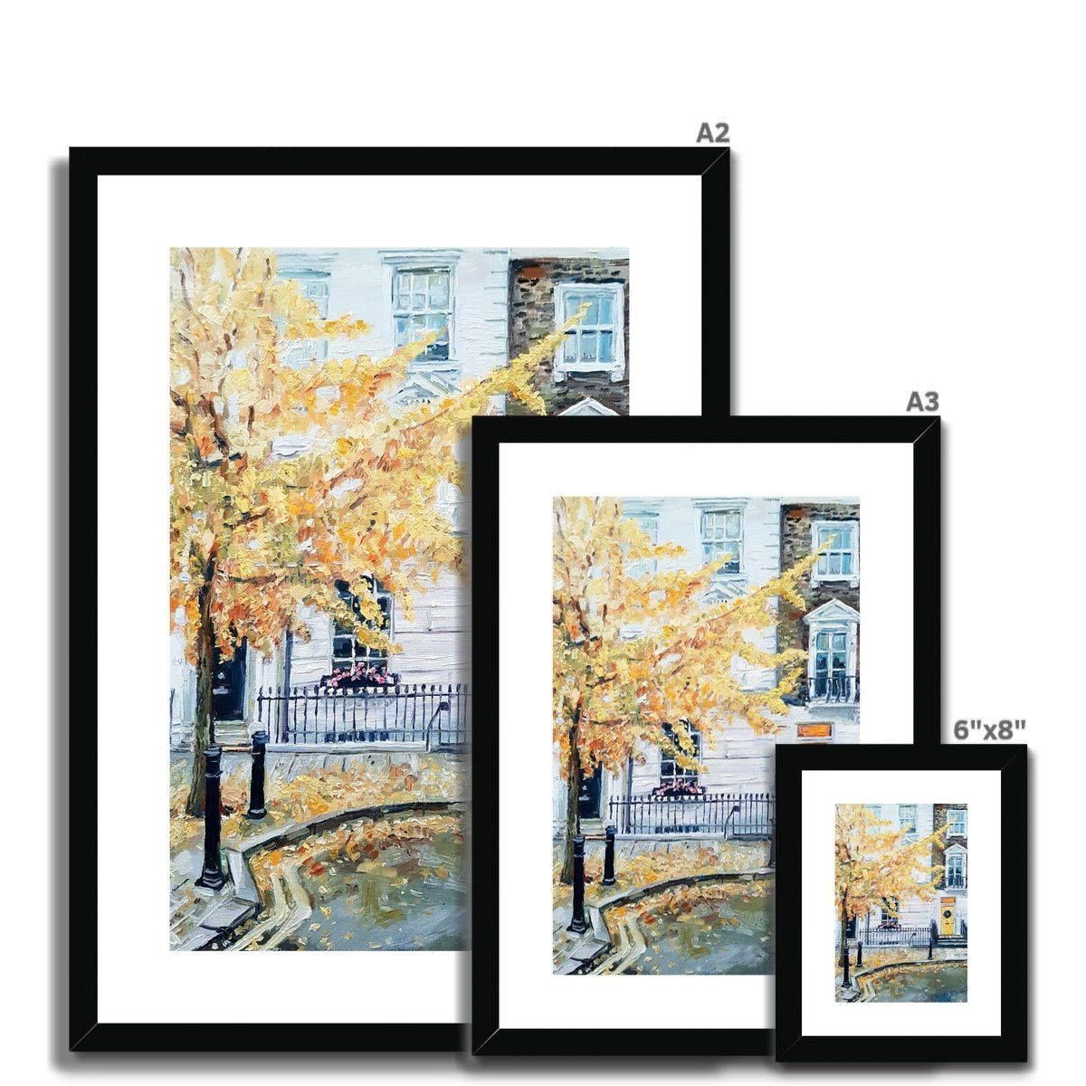 Late Autumn in Pimlico, With A Yellow Door | Print Prints Harriet Lawless Artist england A3 / 12"x16.5" Natural Frame