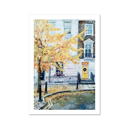 Late Autumn in Pimlico, With A Yellow Door | Print Prints Harriet Lawless Artist england A3 / 12"x16.5" Unframed