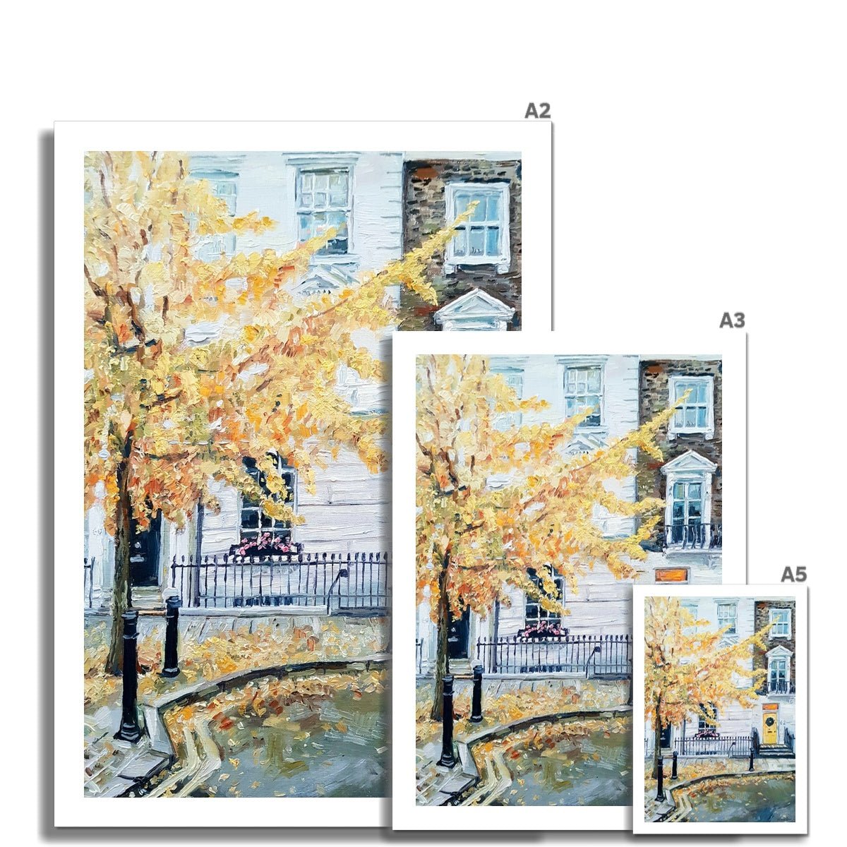 Late Autumn in Pimlico, With A Yellow Door | Print Prints Harriet Lawless Artist england A3 / 12"x16.5" Unframed