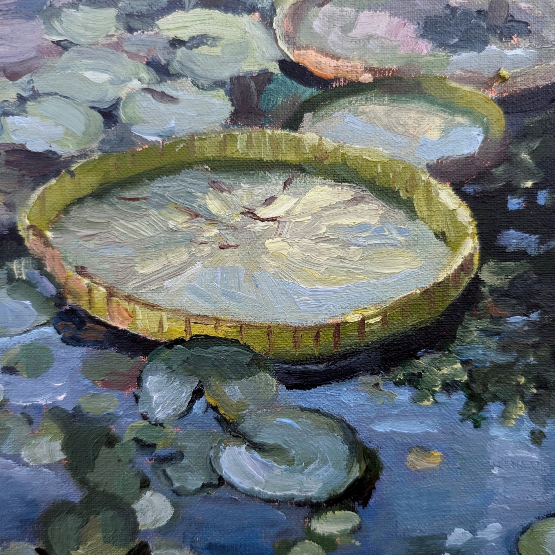 Lily Pads On Blue Waters | Original Painting Original Paintings Harriet Lawless Artist argentina still life