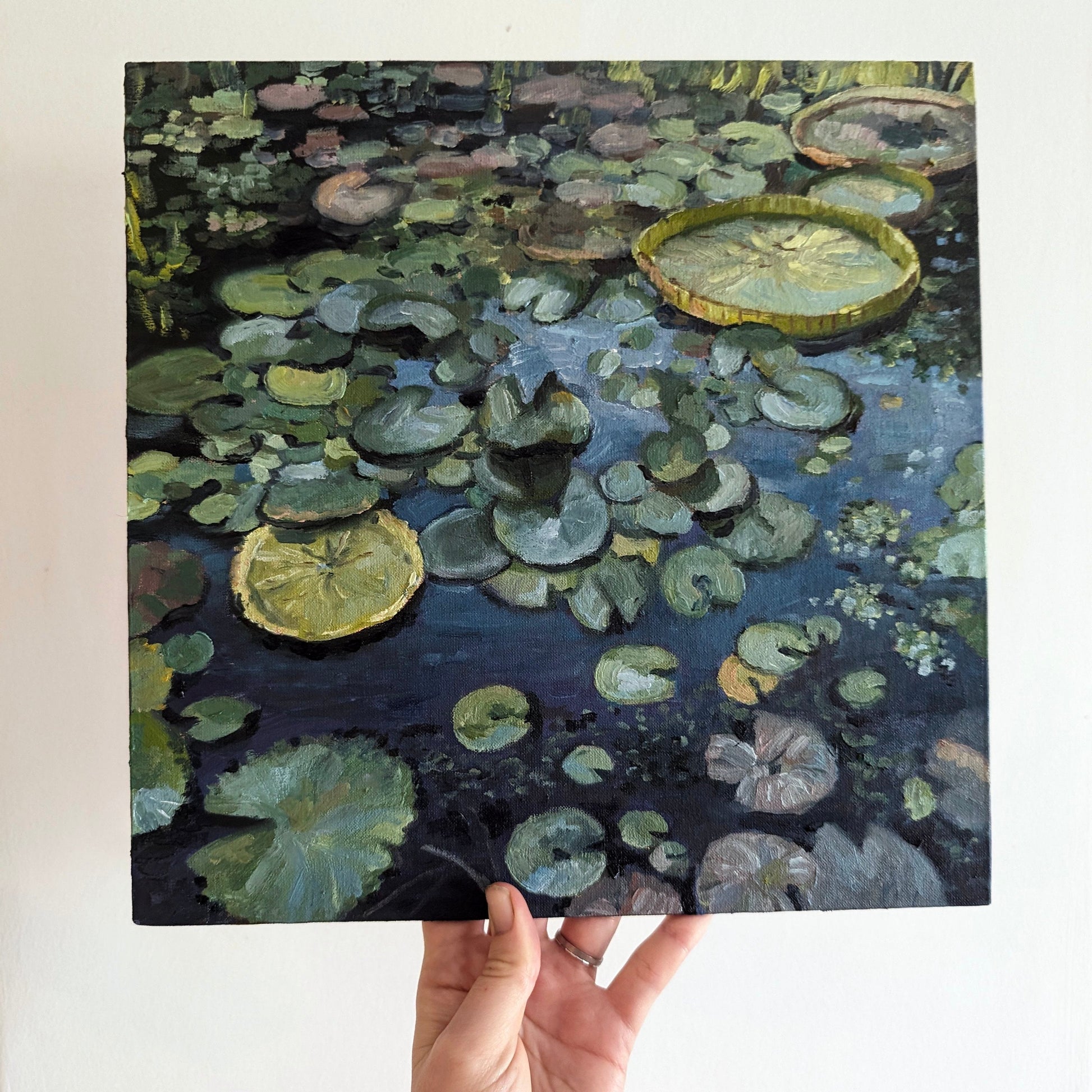 Lily Pads On Blue Waters | Original Painting Original Paintings Harriet Lawless Artist argentina still life