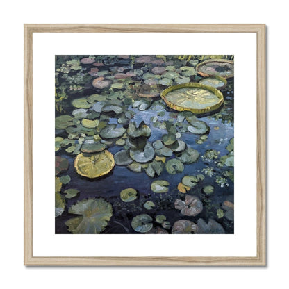 Lily Pads On Blue Waters | Print Prints Harriet Lawless Artist argentina flowers 20"x20" / 51x51cm Natural Frame