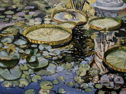 Lily Pond Reflections | Original Painting Original Paintings Harriet Lawless Artist argentina flowers still life