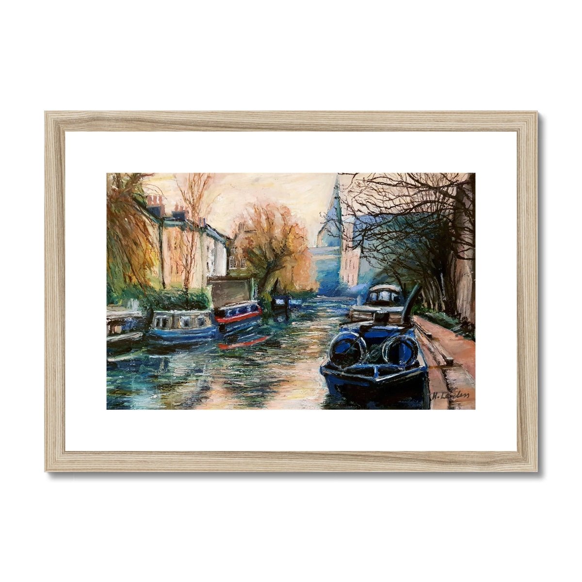 Little Venice, London | Print Prints Harriet Lawless Artist england italy A3 / 16.5"x12" Natural Frame