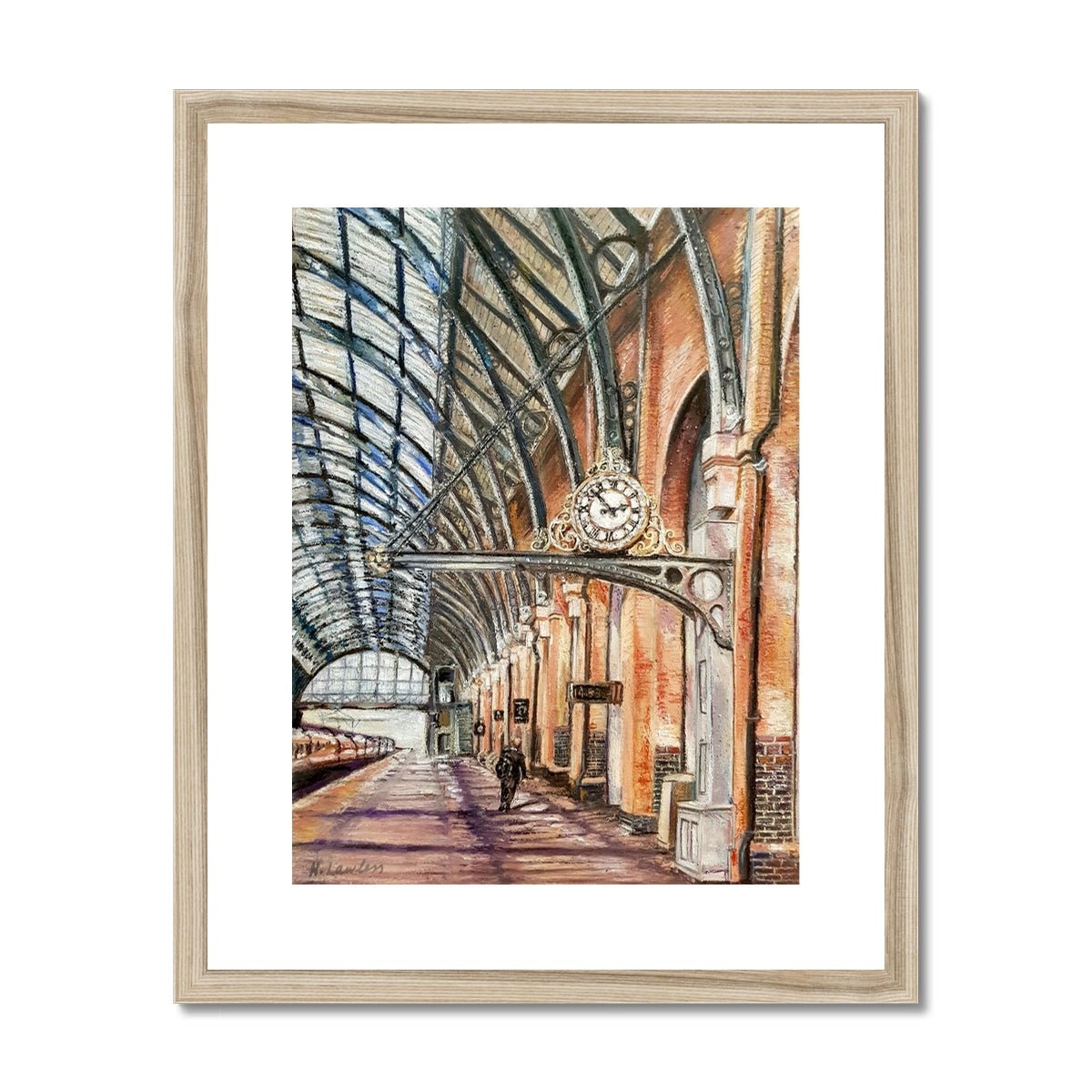 London Kings Cross Train Station | Print Prints Harriet Lawless Artist england 16"x20" / 41x51cm Natural Frame