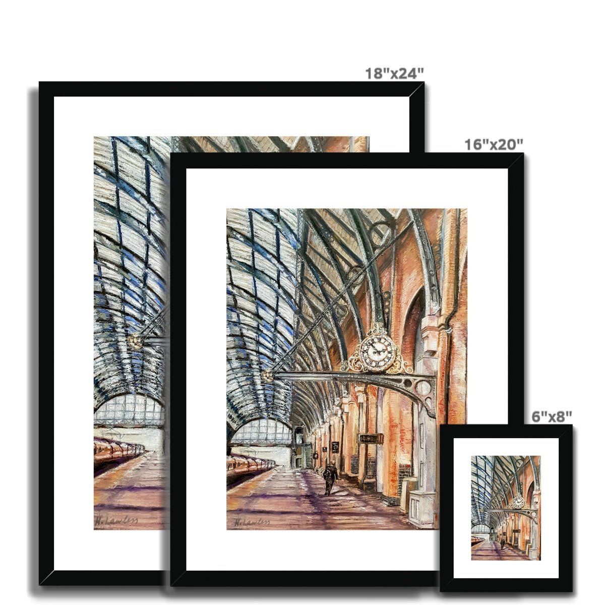 London Kings Cross Train Station | Print Prints Harriet Lawless Artist england 16"x20" / 41x51cm Natural Frame