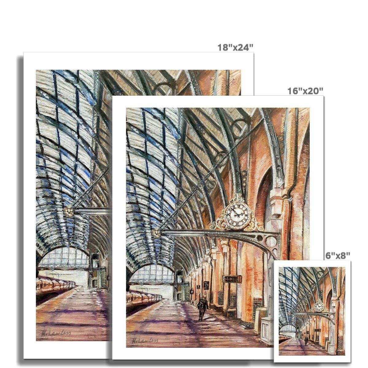 London Kings Cross Train Station | Print Prints Harriet Lawless Artist england 16"x20" / 41x51cm Unframed