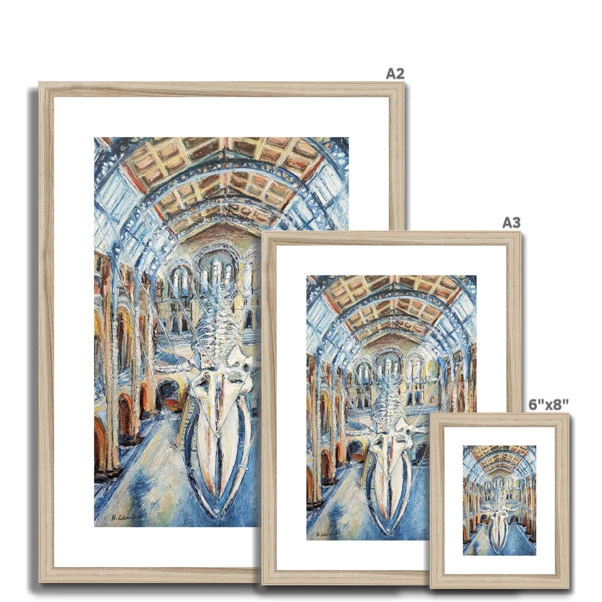 London Natural History Museum Whale | Print Prints Harriet Lawless Artist england A3 / 12"x16.5" Natural Frame