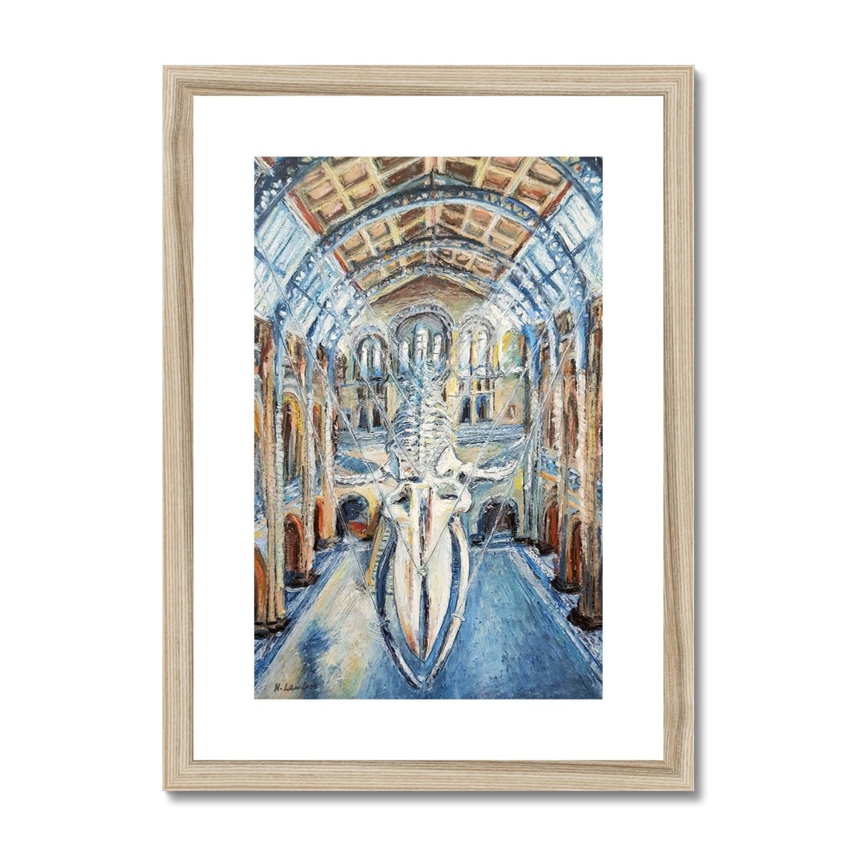 London Natural History Museum Whale | Print Prints Harriet Lawless Artist england A3 / 12"x16.5" Natural Frame