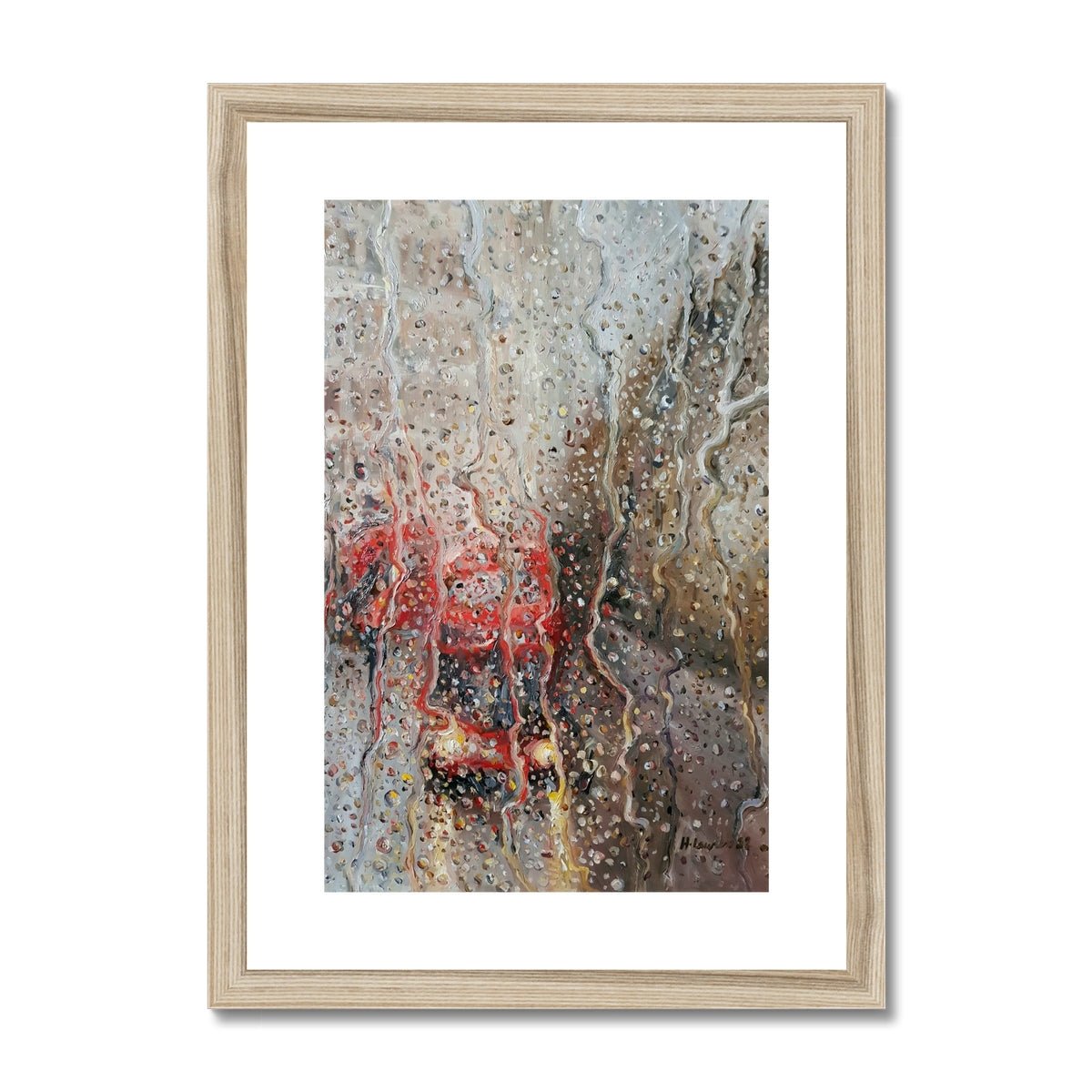 London Rain In The Headlights | Print Prints Harriet Lawless Artist england rainy A3 / 12"x16.5" Natural Frame