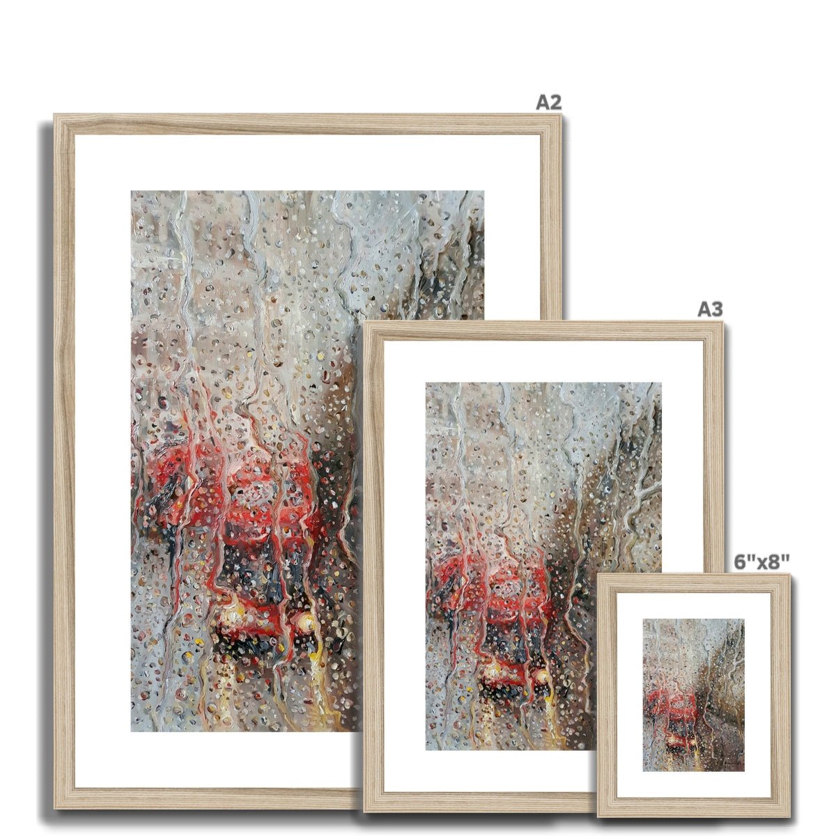 London Rain In The Headlights | Print Prints Harriet Lawless Artist england rainy A3 / 12"x16.5" Natural Frame