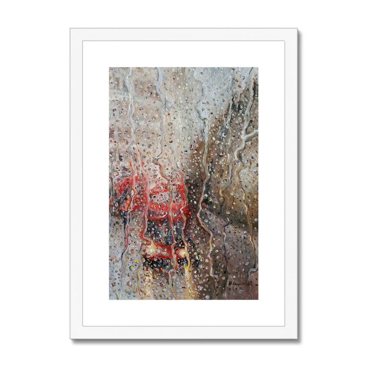 London Rain In The Headlights | Print Prints Harriet Lawless Artist england rainy A3 / 12"x16.5" White Frame