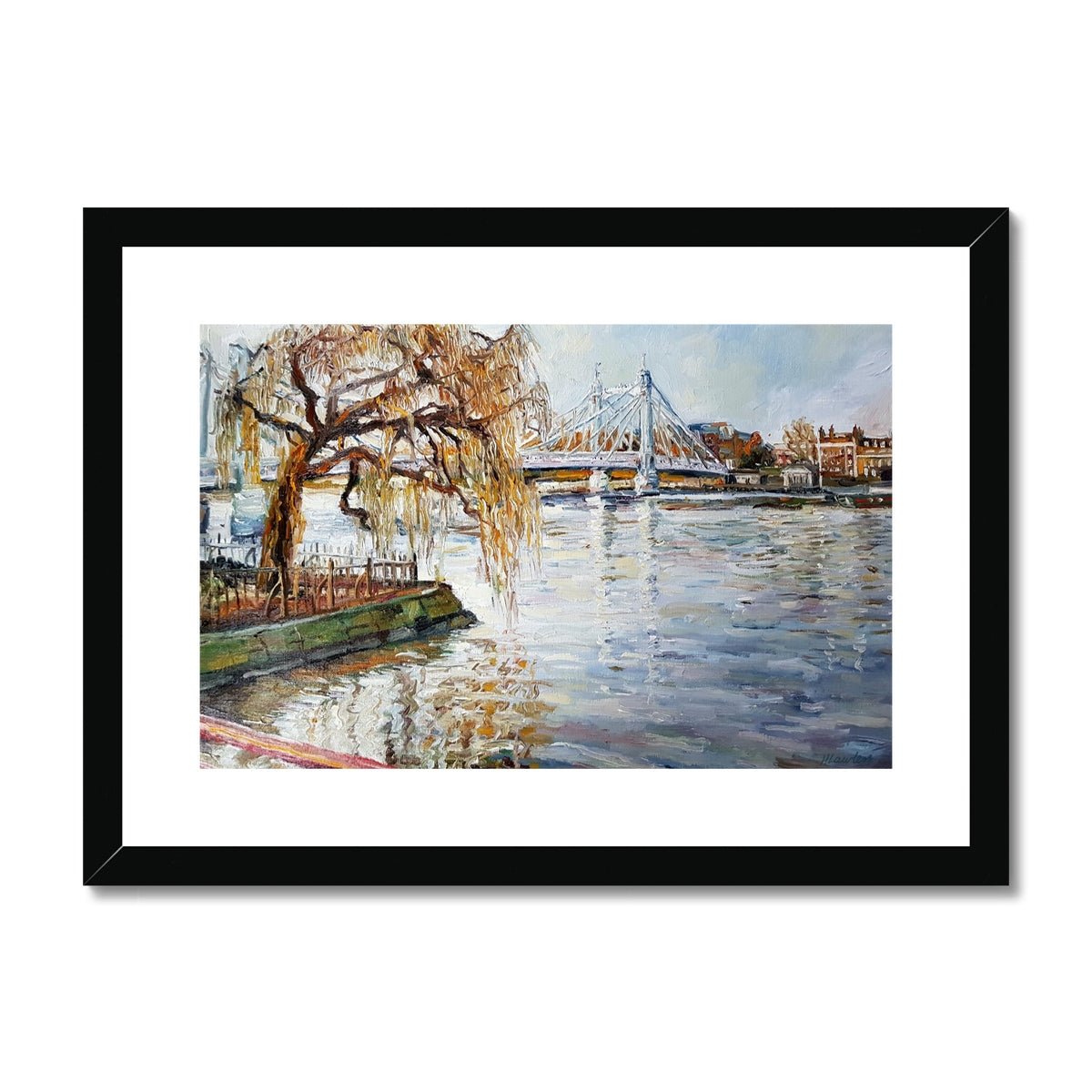 London Thames View, From Battersea Park To Albert Bridge | Print Prints Harriet Lawless Artist england A3 / 16.5"x12" Black Frame