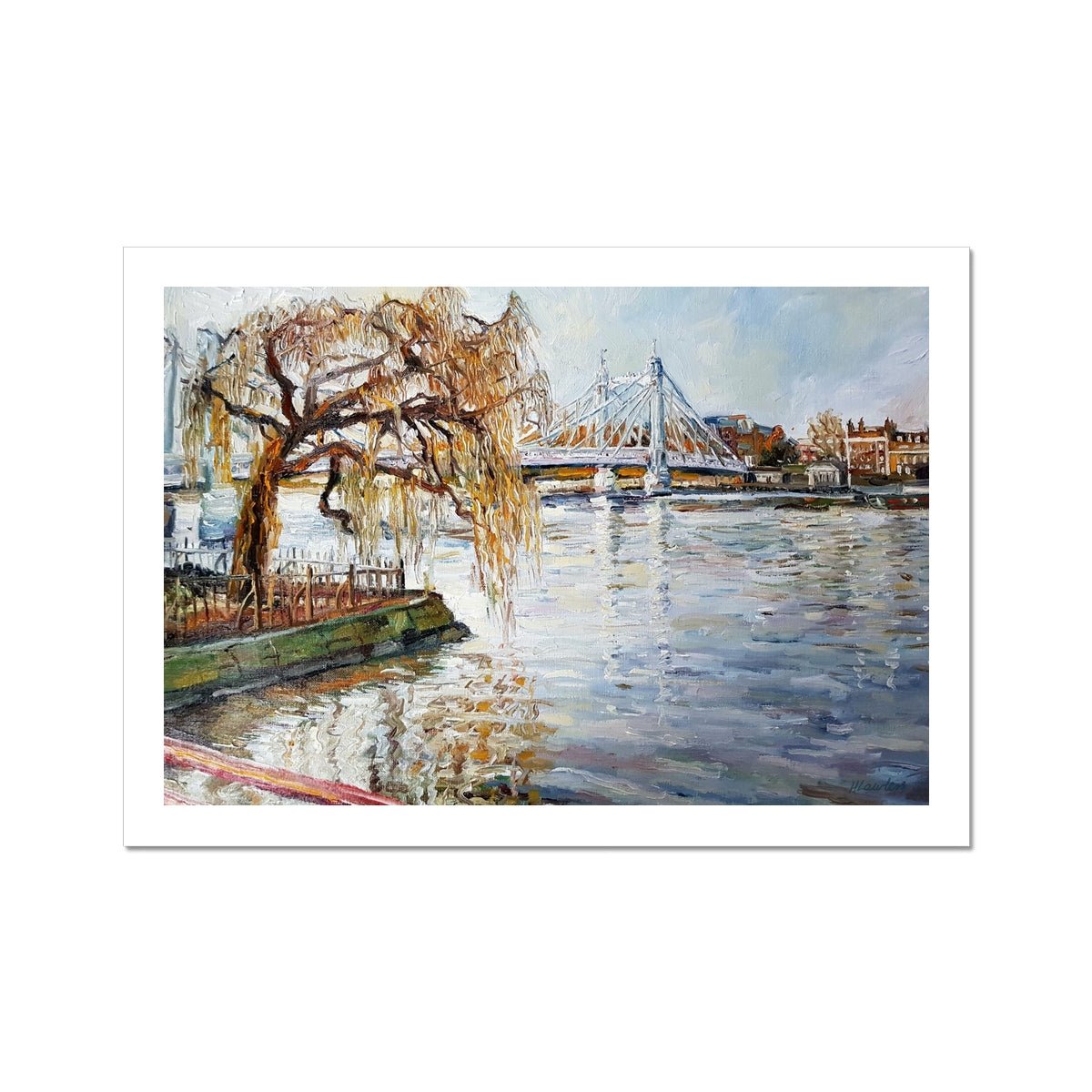 London Thames View, From Battersea Park To Albert Bridge | Print Prints Harriet Lawless Artist england A3 / 16.5"x12" Unframed