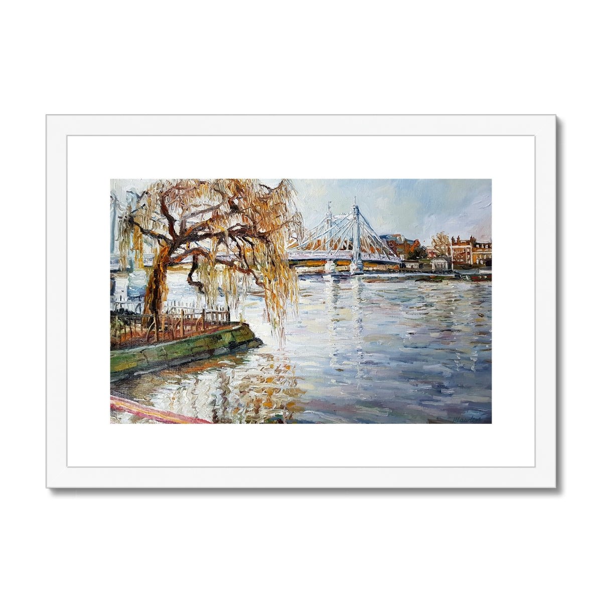 London Thames View, From Battersea Park To Albert Bridge | Print Prints Harriet Lawless Artist england A3 / 16.5"x12" White Frame