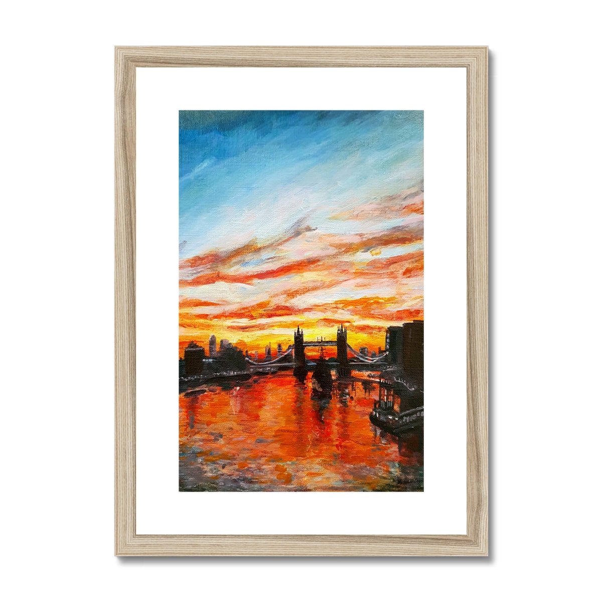 London Tower Bridge Sunset | Print Prints Harriet Lawless Artist england sunset A3 / 12"x16.5" Natural Frame