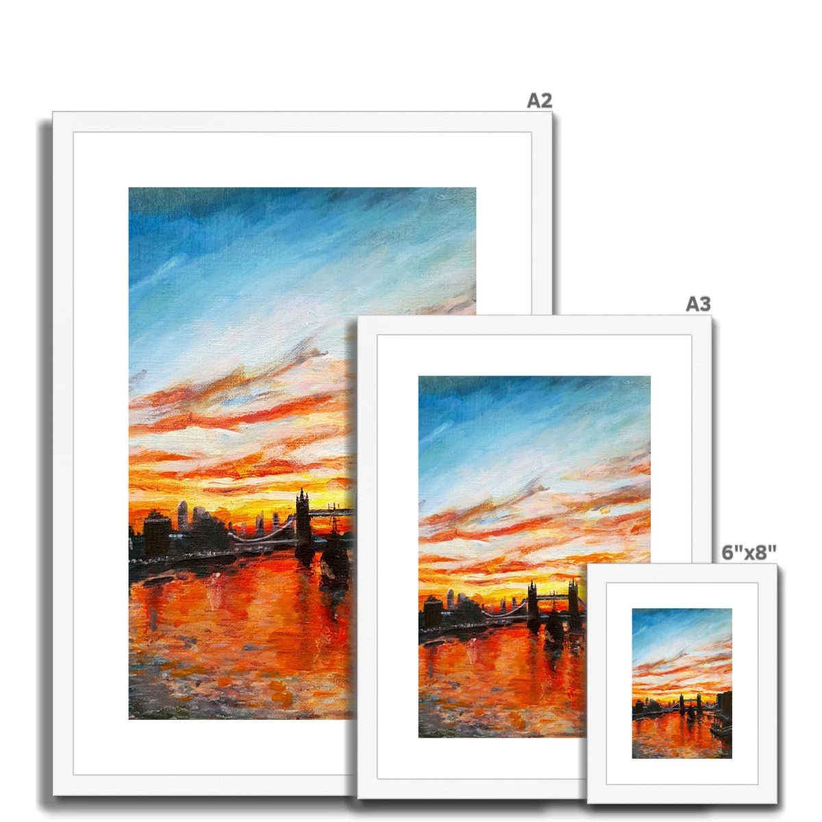 London Tower Bridge Sunset | Print Prints Harriet Lawless Artist england sunset A3 / 12"x16.5" Natural Frame