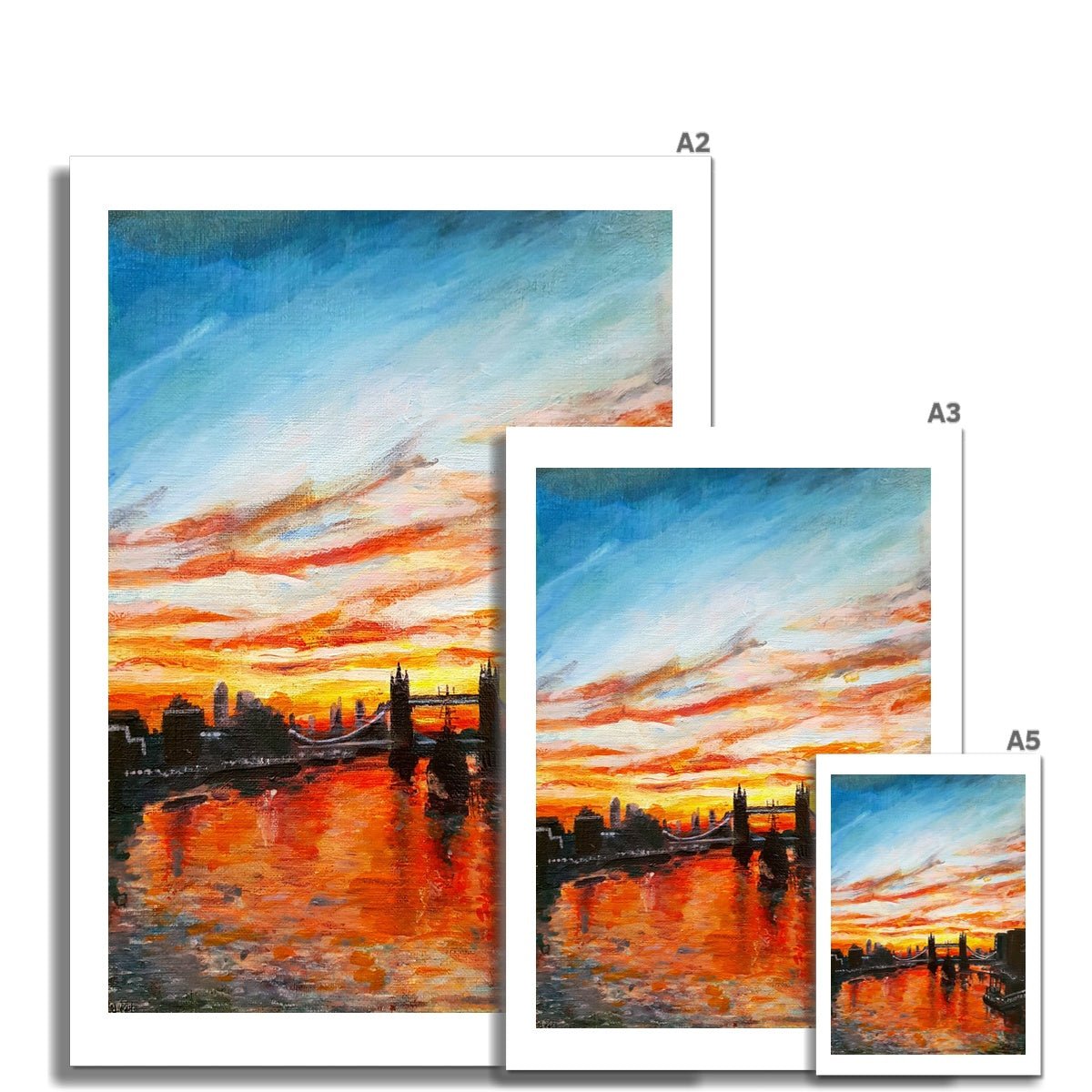 London Tower Bridge Sunset | Print Prints Harriet Lawless Artist england sunset A3 / 12"x16.5" Unframed