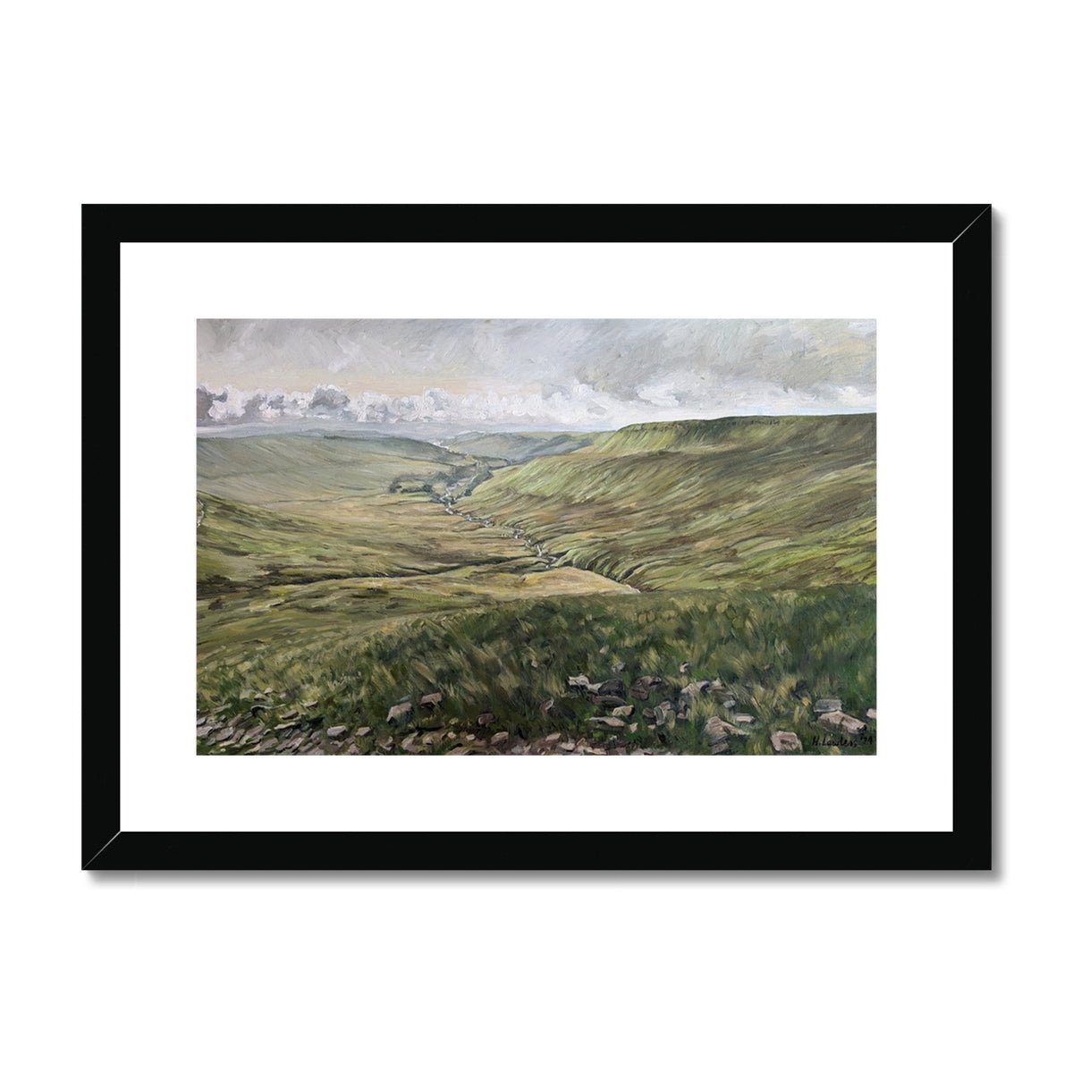 Morning Greens in the Brecon Beacons | Print Prints Harriet Lawless Artist wales A3 / 16.5"x12" Black Frame