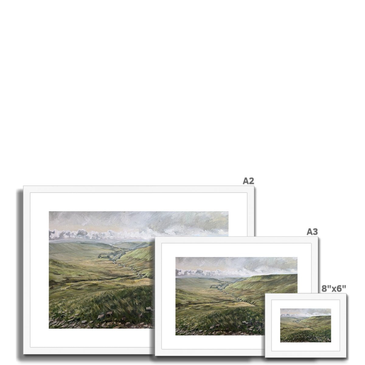 Morning Greens in the Brecon Beacons | Print Prints Harriet Lawless Artist wales A3 / 16.5"x12" Natural Frame