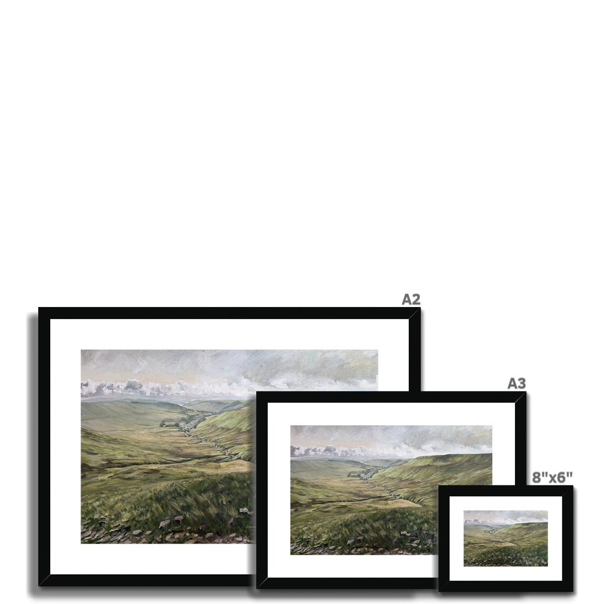 Morning Greens in the Brecon Beacons | Print Prints Harriet Lawless Artist wales A3 / 16.5"x12" Natural Frame