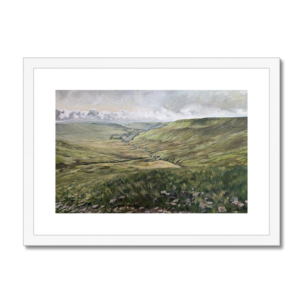 Morning Greens in the Brecon Beacons | Print Prints Harriet Lawless Artist wales A3 / 16.5"x12" White Frame