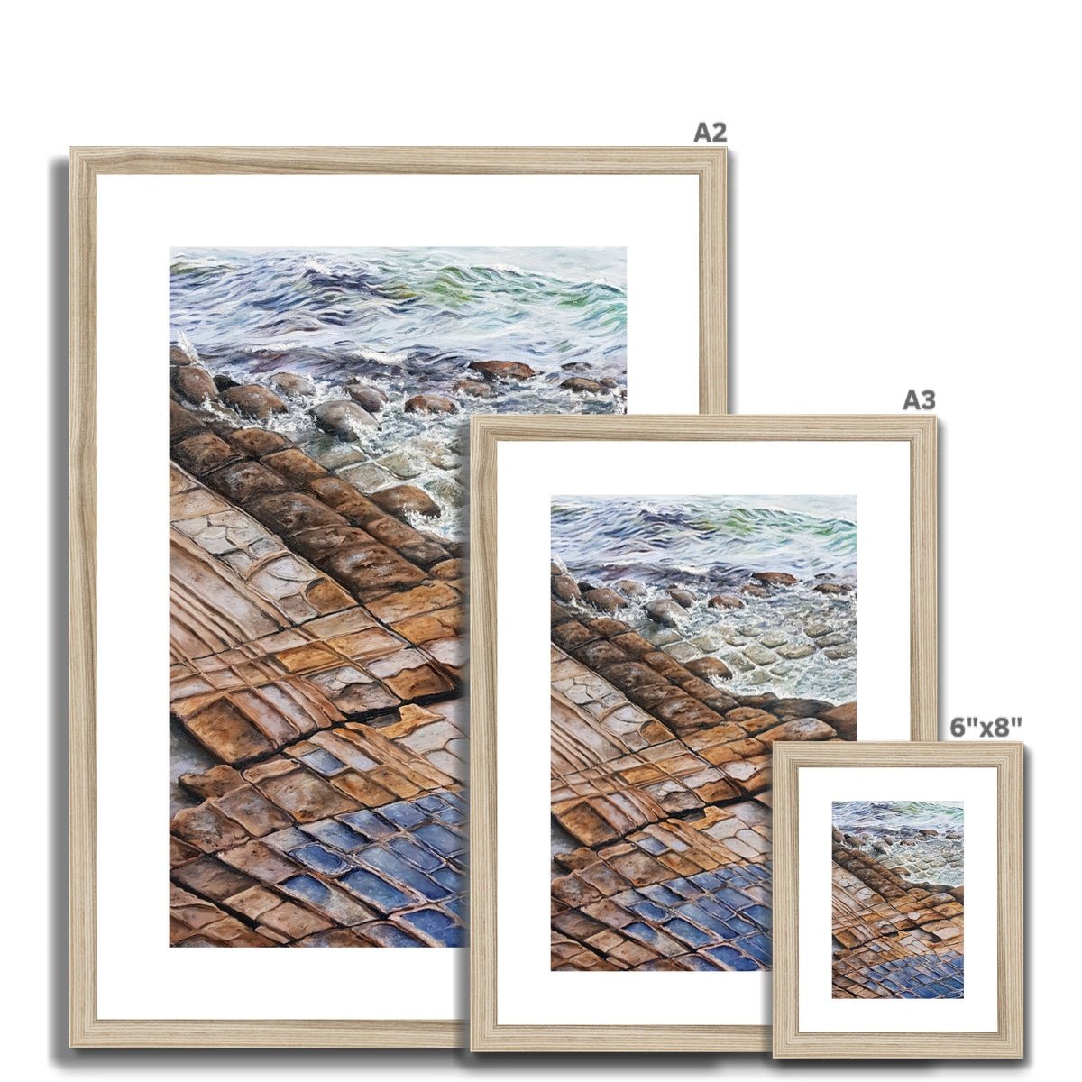 Nature's Mosaic: The Tessellated Pavement | Print Prints Harriet Lawless Artist australia A3 / 12"x16.5" Natural Frame