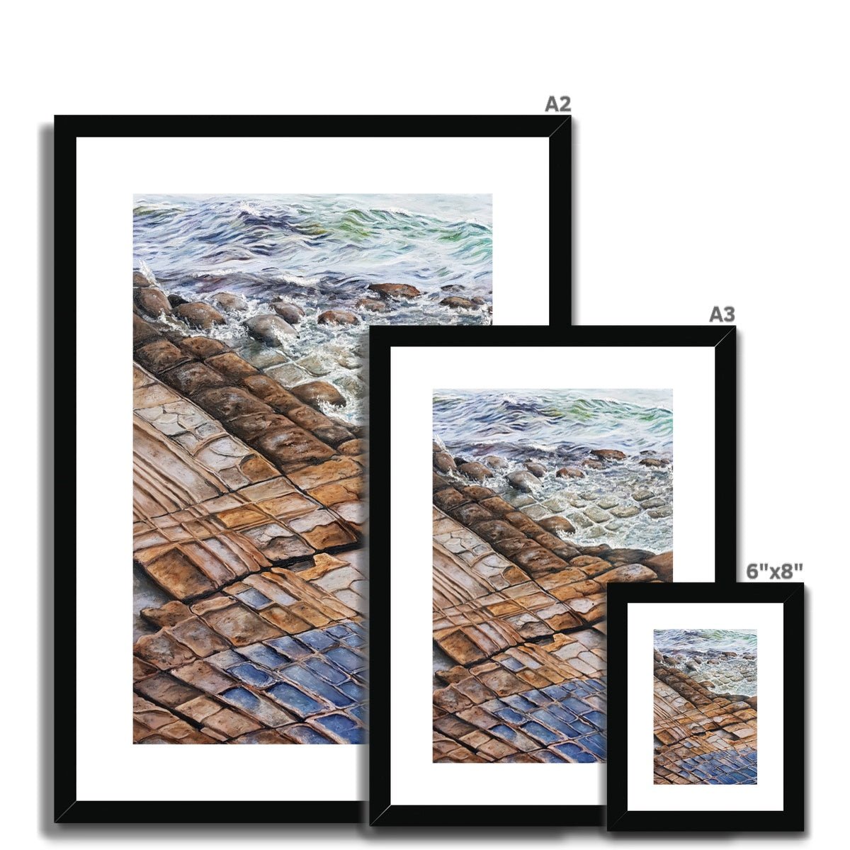 Nature's Mosaic: The Tessellated Pavement | Print Prints Harriet Lawless Artist australia A3 / 12"x16.5" Natural Frame