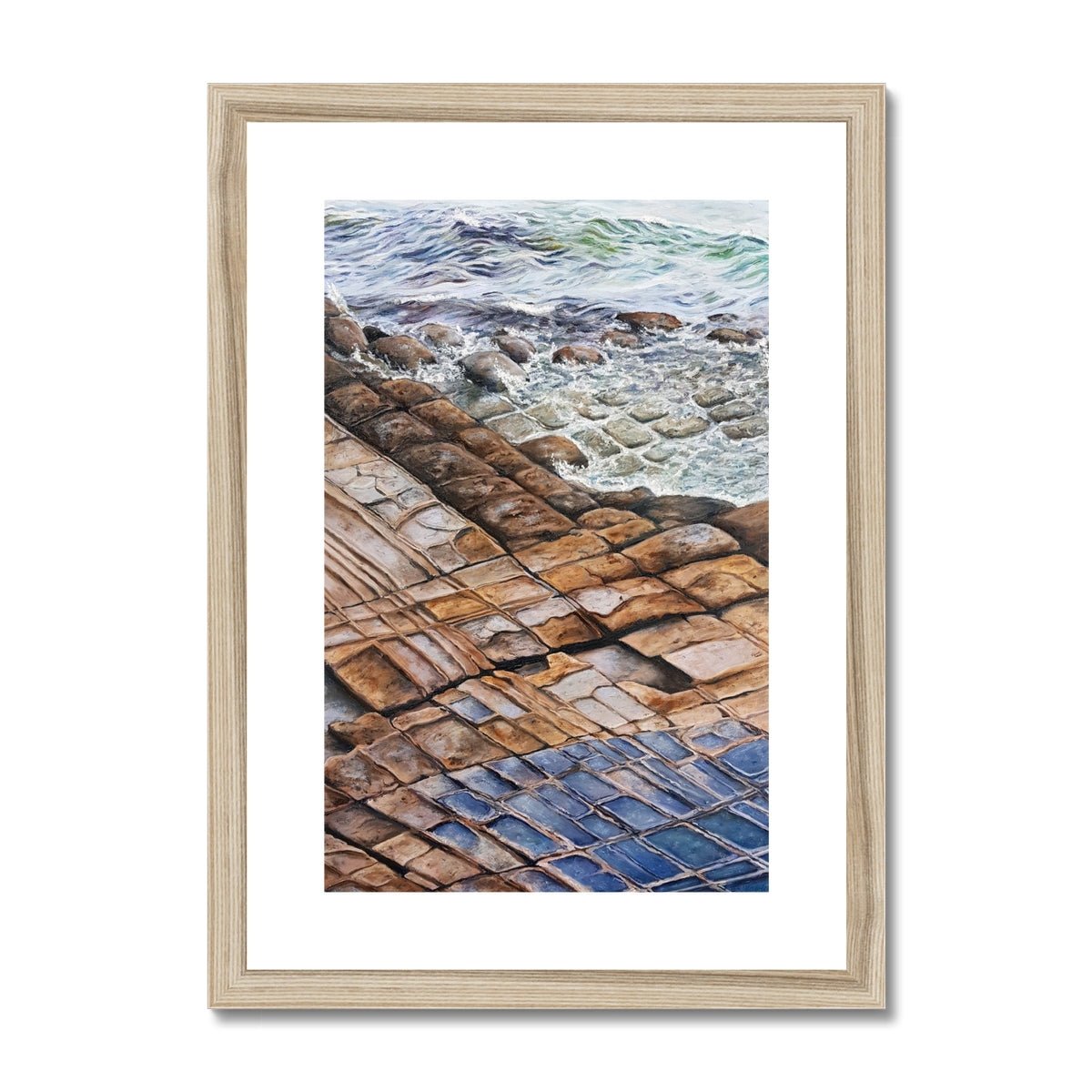 Nature's Mosaic: The Tessellated Pavement | Print Prints Harriet Lawless Artist australia A3 / 12"x16.5" Natural Frame