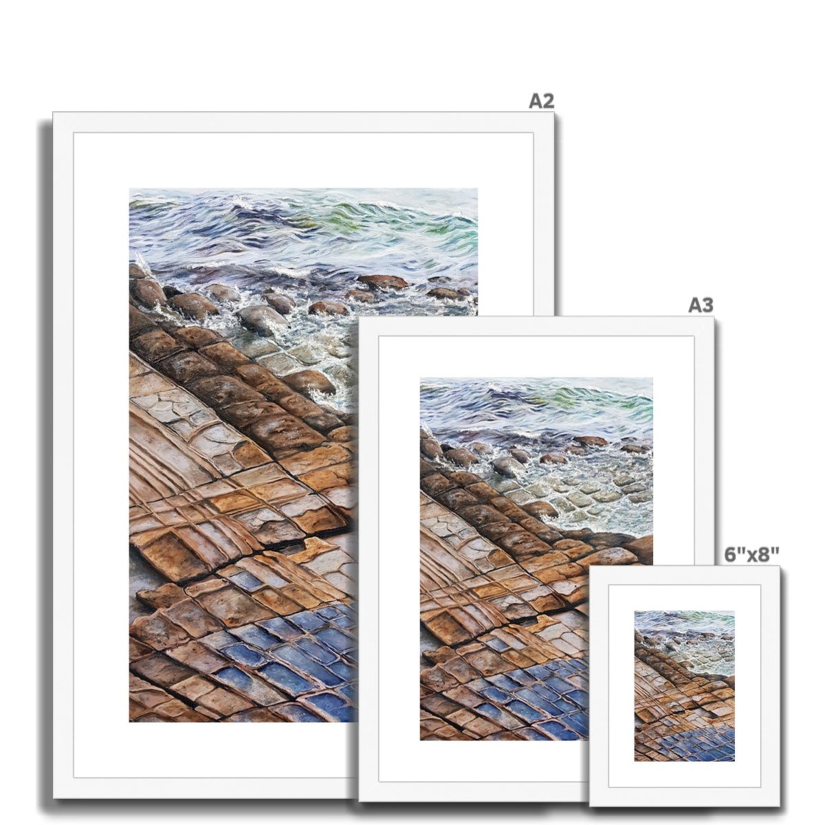 Nature's Mosaic: The Tessellated Pavement | Print Prints Harriet Lawless Artist australia A3 / 12"x16.5" Natural Frame