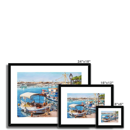 Nea Chora Marina Fishing Boats | Print Prints Harriet Lawless Artist greece 16"x12" / 41x30cm Natural Frame