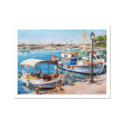 Nea Chora Marina Fishing Boats | Print Prints Harriet Lawless Artist greece 16"x12" / 41x30cm Unframed