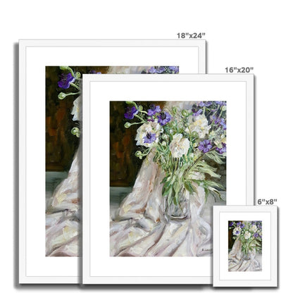 Nigella And Peonies | Print Prints Harriet Lawless Artist flowers still life 16"x20" / 41x51cm Natural Frame