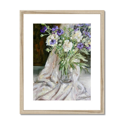 Nigella And Peonies | Print Prints Harriet Lawless Artist flowers still life 16"x20" / 41x51cm Natural Frame