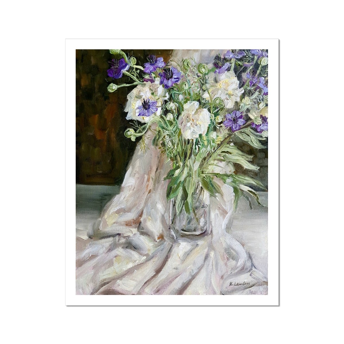 Nigella And Peonies | Print Prints Harriet Lawless Artist flowers still life 16"x20" / 41x51cm Unframed