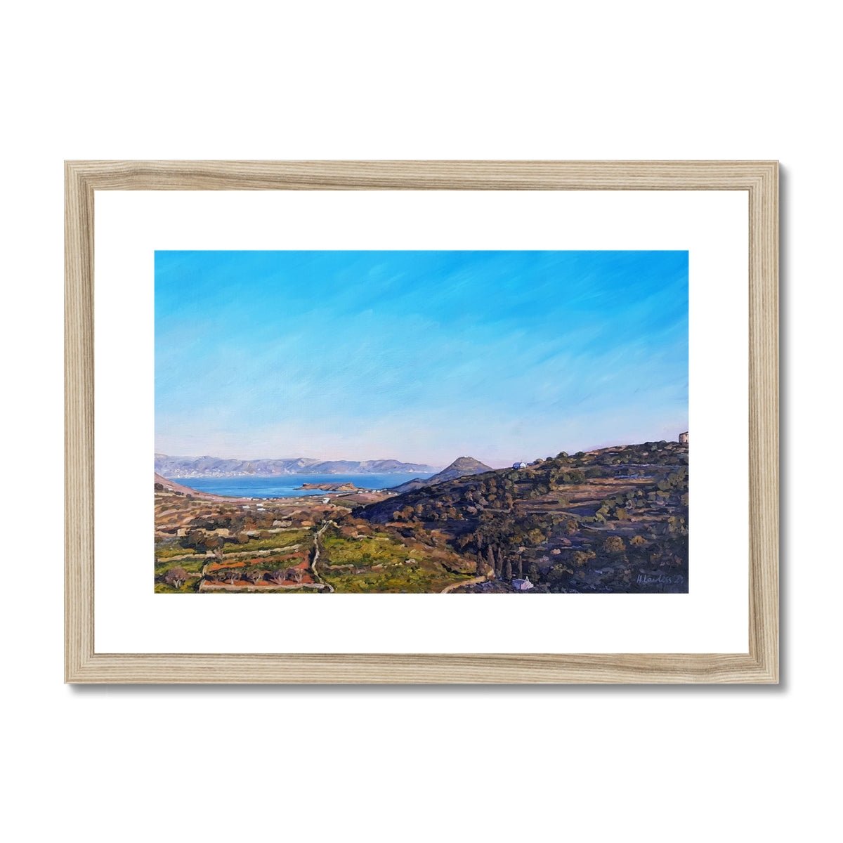 Paros to Naxos, Aegean Twilight | Print Prints Harriet Lawless Artist greece A3 / 16.5"x12" Natural Frame