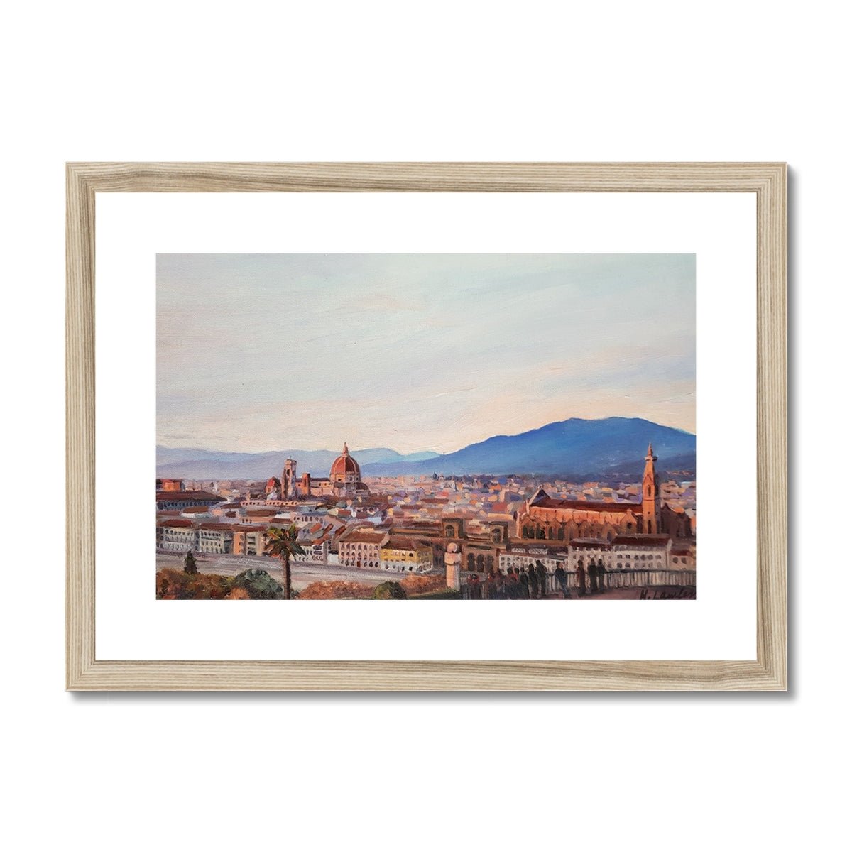 Pastel Sunset in Florence, Italy | Print Prints Harriet Lawless Artist italy sunset A3 / 16.5"x12" Natural Frame