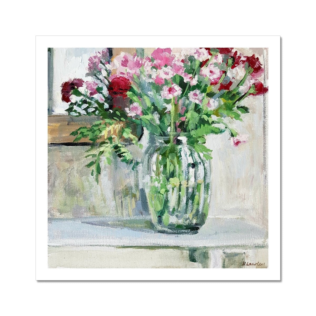 Pink Flowers | Print Prints Harriet Lawless Artist flowers 12"x12" / 30x30cm Unframed