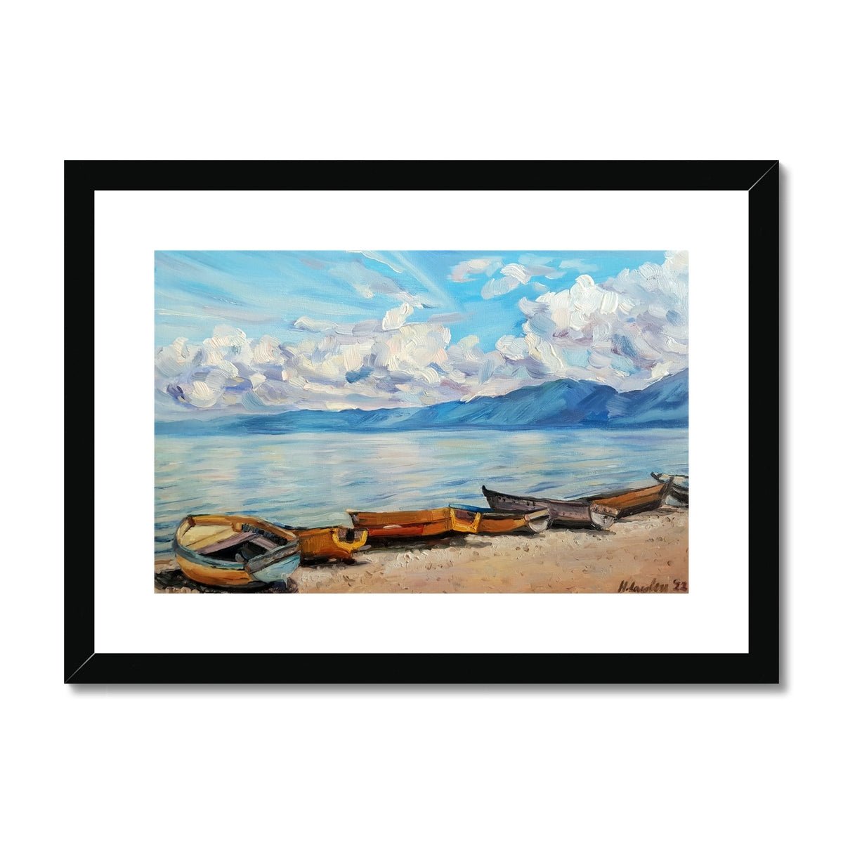 Pogradec boats | Print Prints Harriet Lawless Artist albania A3 / 16.5"x12" Black Frame