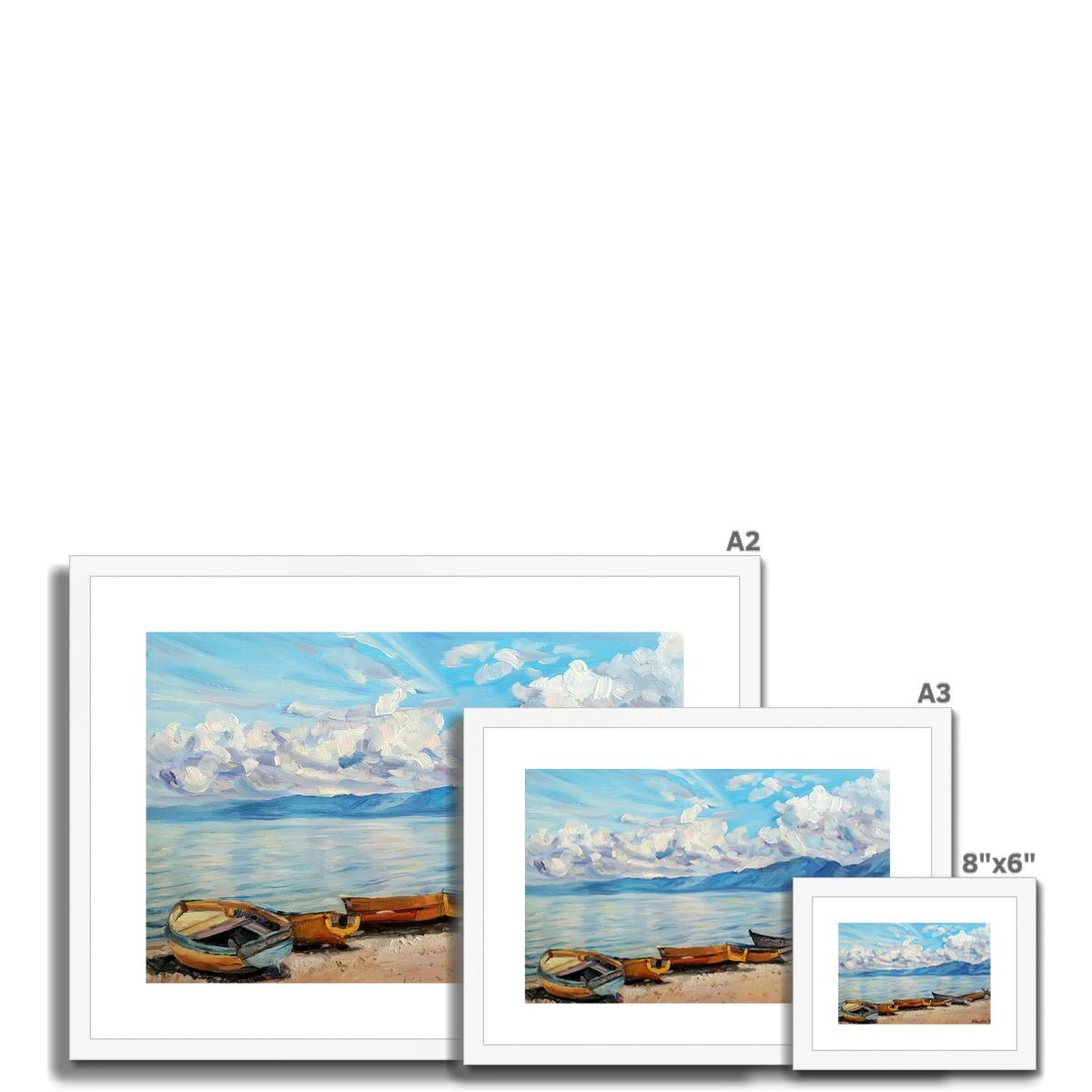 Pogradec boats | Print Prints Harriet Lawless Artist albania A3 / 16.5"x12" Natural Frame