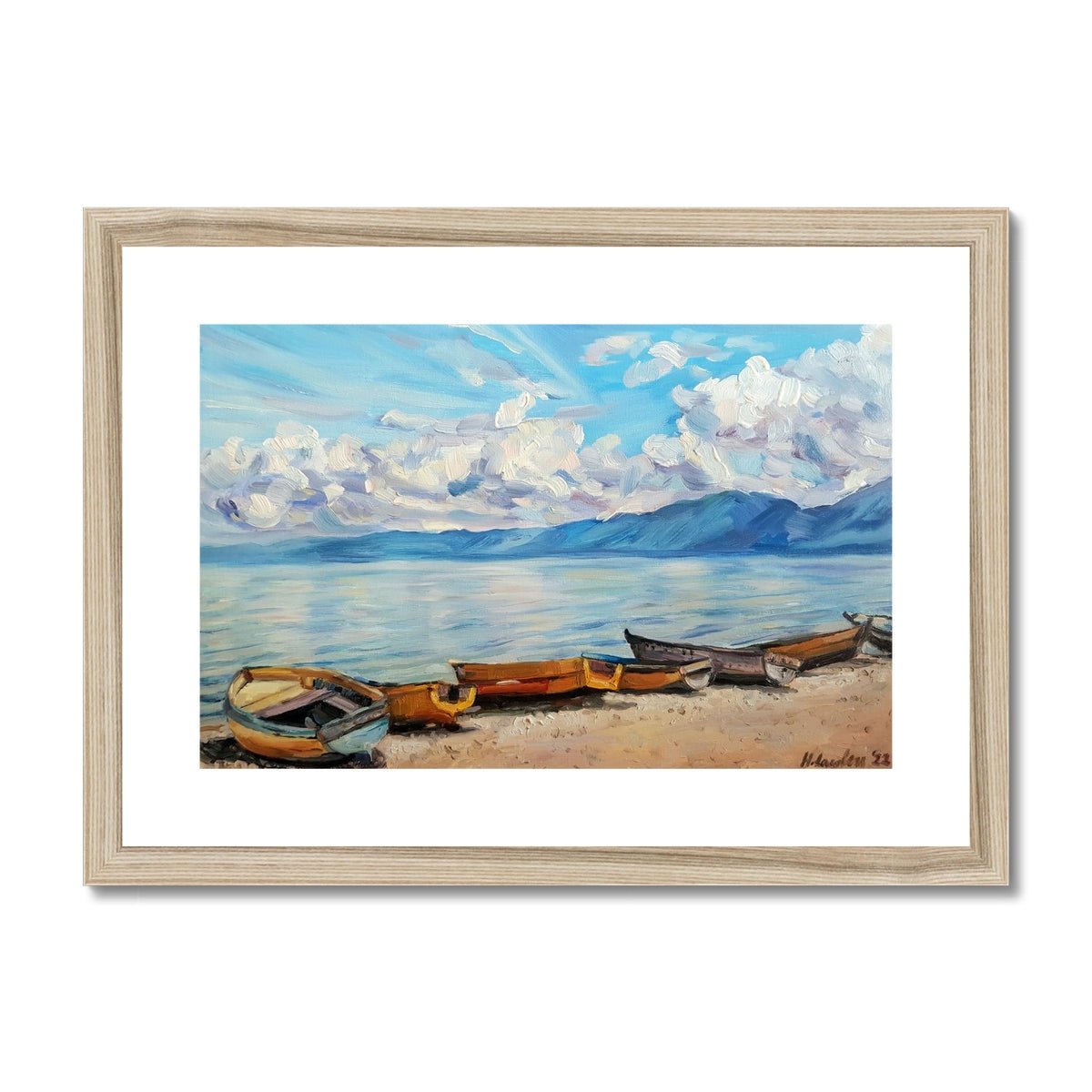 Pogradec boats | Print Prints Harriet Lawless Artist albania A3 / 16.5"x12" Natural Frame