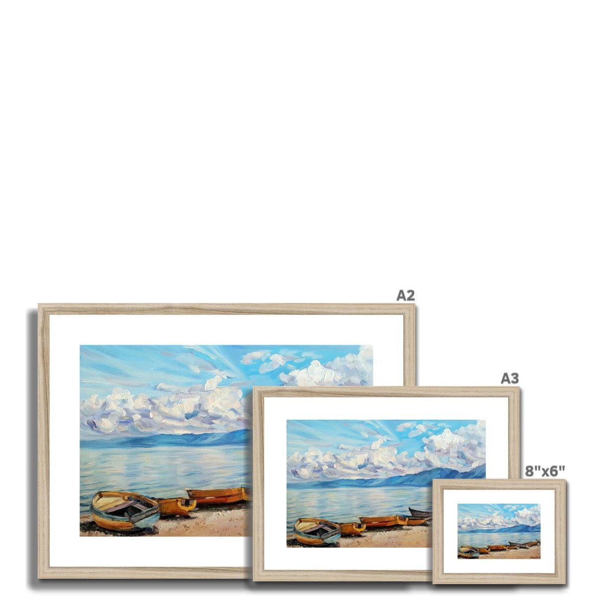 Pogradec boats | Print Prints Harriet Lawless Artist albania A3 / 16.5"x12" Natural Frame